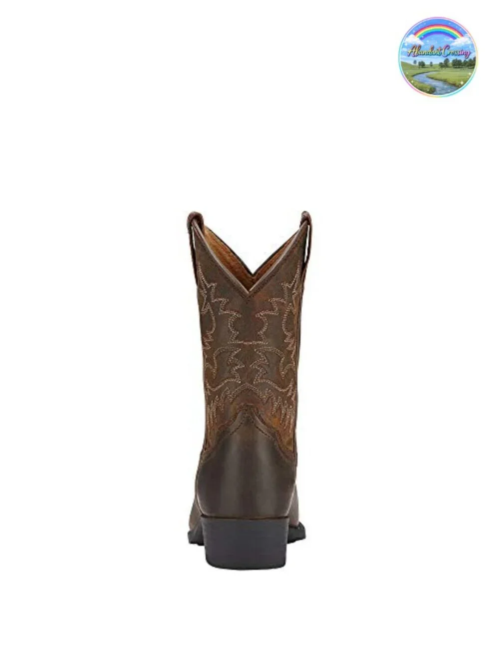 Kids Western Boots - Faux Leather Pull-On with Embroidery - Calf High
